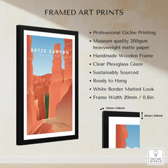 Framed Bryce Canyon National Park print with black wooden frame and white mat border