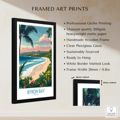 Byron Bay Poster - Australia Wall Art featuring a framed Giclée print of Byron Bay's beautiful coastline.