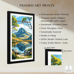 Framed art print of Cadair Idris landscape with black wooden frame and white border, wall decor