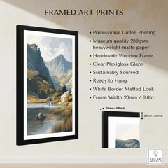 Framed art print of Cadair Idris mountains and lake, black frame, matte finish, wall decor