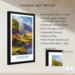 Framed art print of Cadair Idris mountain in Wales with detailed landscape and product features