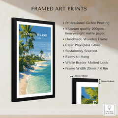 Captiva Island Travel Poster – White Sand Beach and Turquoise Water Art in a framed print with vibrant colors.
