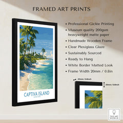 Captiva Island Florida Print – Sunny Shoreline and Tropical Palm Decor in a handmade wooden frame with plexiglass.