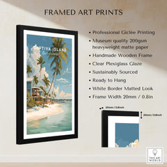 Captiva Island Florida Print – Coastal Palm Tree Art displayed in a stylish frame with palm trees and beach scenery.