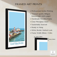 Clacton-on-Sea England Wall Art – British Seaside Decor framed print showcasing classic coastal charm.