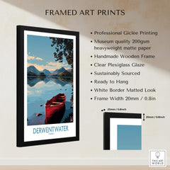 Derwentwater Cumbria Wall Art – Mountain Lake Landscape Print in a framed presentation with professional Giclée printing.