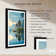 Derwentwater Print – Lake District Sunset Poster framed art print featuring a tranquil landscape and wooden frame.