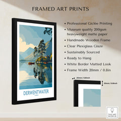 Derwentwater Cumbria Wall Art – Canvas Print showcasing framed Giclée print with blue landscape and clear Plexiglass glaze.