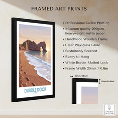 Durdle Door Dorset Wall Art – Canvas Poster framed print with professional giclée printing and wooden frame.