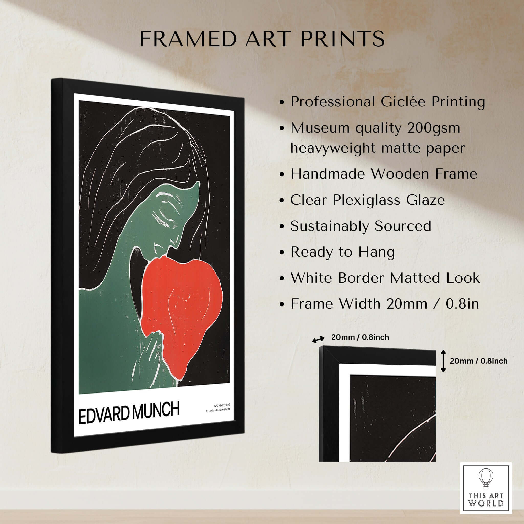 Edvard Munch Art Print - Edvard Munch Two Heart c1899 Woodcut - Symbolist Love Poster