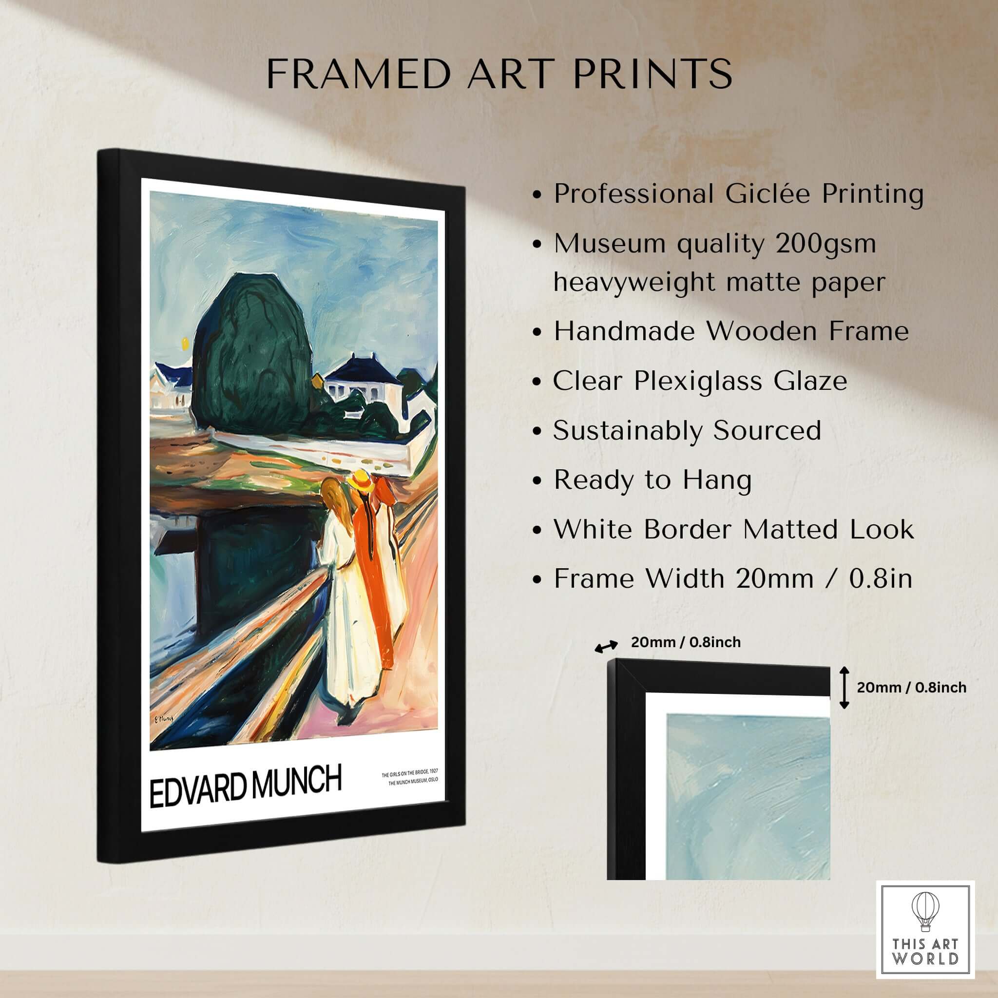 Edvard Munch Art Print - The Girls on the Bridge 1927 Painting - Museum Poster framed art print display