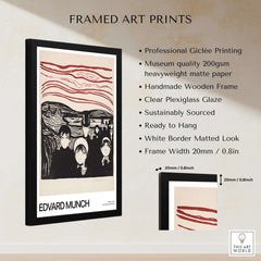 Edvard Munch Art Print - Anxiety 1896 Expressionist Lithograph MoMA Poster framed with professional Giclée printing.