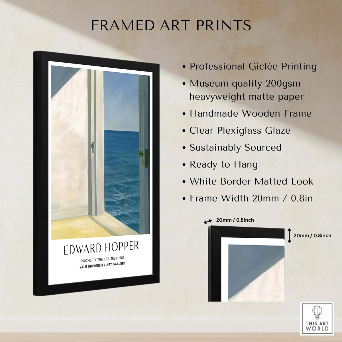 Edward Hopper Rooms by the Sea 1951 Yale University Art Print Poster framed with professional Giclée printing.