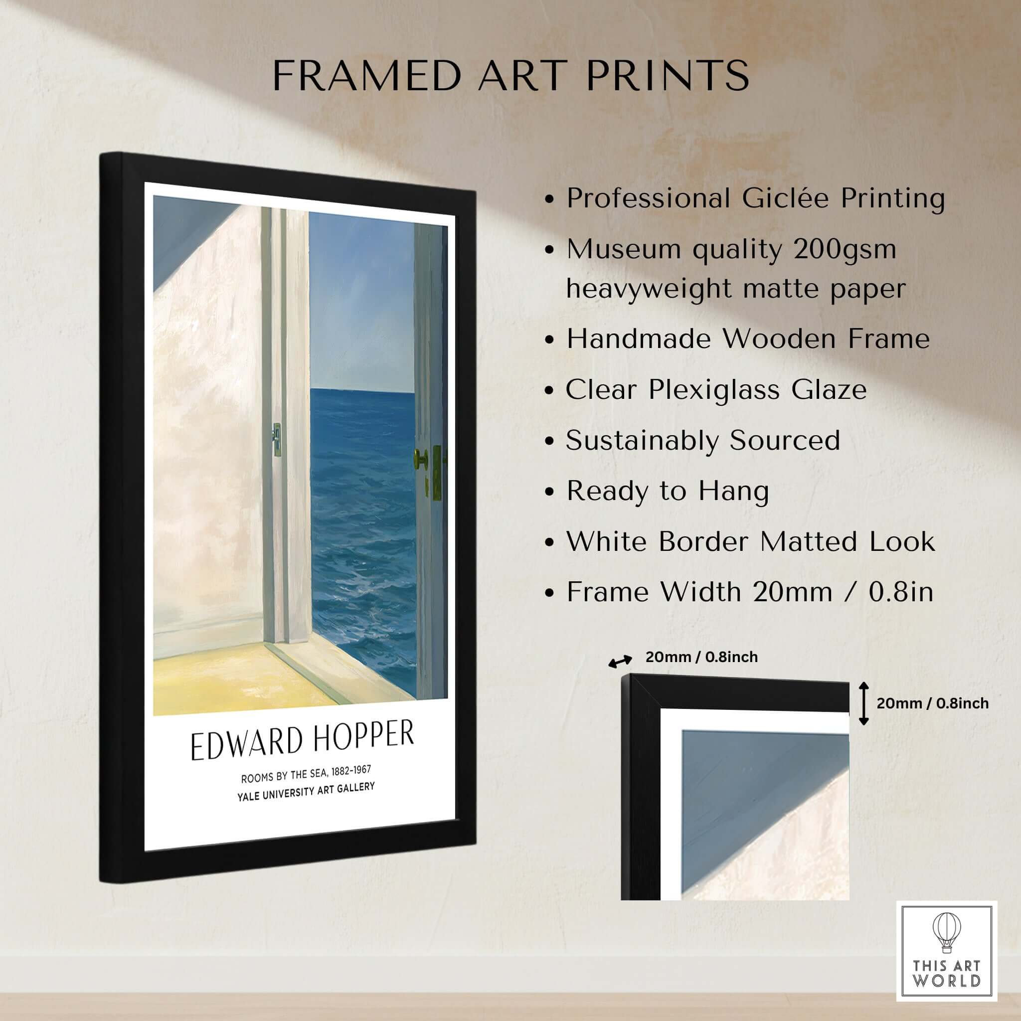 Edward Hopper Rooms by the Sea 1951 Yale University Art Print Poster framed with professional Giclée printing.