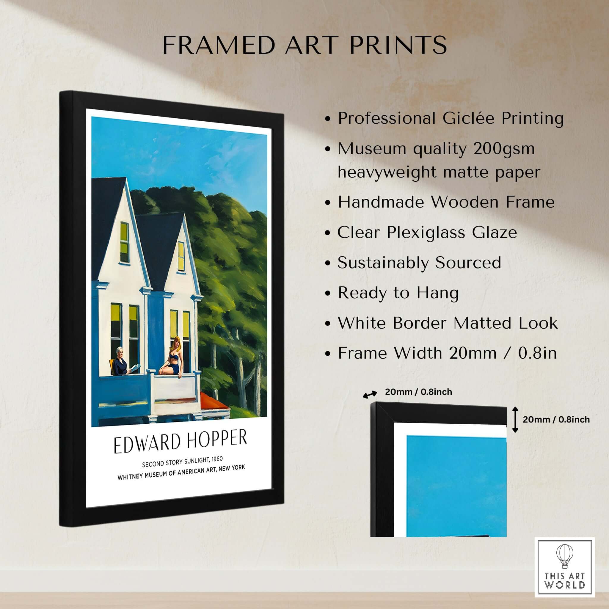 Edward Hopper Second Story Sunlight 1960 Art Print - Whitney Museum framed art print features and specifications.