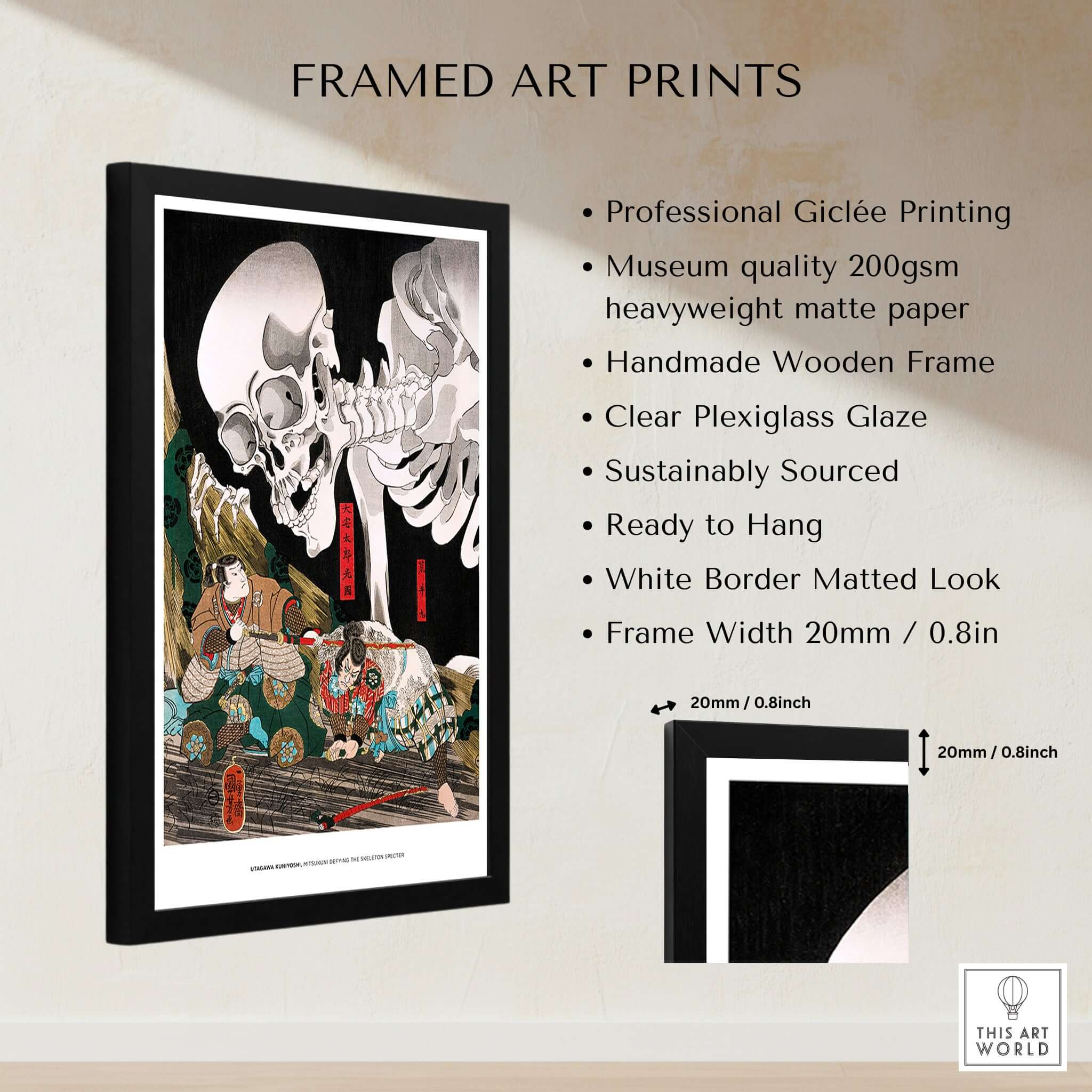 Exhibition Art Print Utagawa Kuniyoshi Skeleton Spectre Japanese Ukiyo-e Poster Wall Art framed and ready to hang