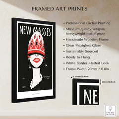 New Masses Frank Walts Art Deco Magazine Cover Poster Wall Art Print framed with professional giclée printing and clear plexiglass.