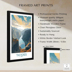 Fjords Wall Art | Modern Style framed print showcasing breathtaking Norway landscape with clear plexiglass glaze.