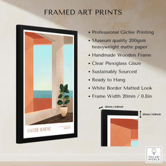 Galerie Bohème Ocean View Window Moroccan Style Art Print Boho Decor Poster featuring a framed art print with vibrant colors.