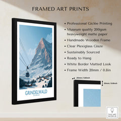 Grindelwald Switzerland Poster | Snowy Alps Mountain Scene Canvas Print framed art print showcasing Alpine beauty.