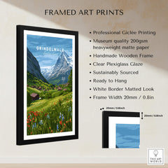 Grindelwald Switzerland Wall Art Print | Summer Alps Nature Travel Posters framed art print with professional giclée quality.