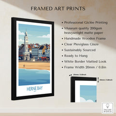 Herne Bay Kent Canvas Print Poster displayed in a stylish black frame with a clear plexiglass glaze.