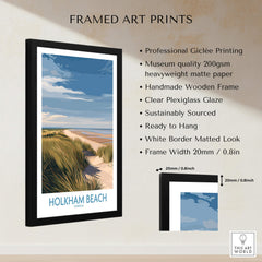 Holkham Beach Norfolk Canvas Print | Minimalist British Seaside Landscape Poster framed art print with professional giclée printing.
