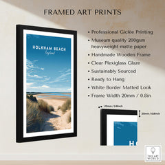 Holkham Beach Norfolk Wall Art Print | British Beach Travel Poster framed art print with professional giclée printing and clear plexiglass.
