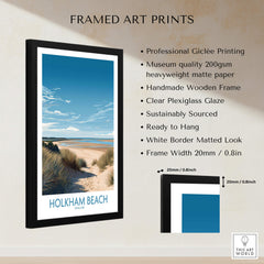 Holkham Beach Norfolk Poster | Serene Coastal Landscape Canvas Print framed art print with professional Giclée quality.