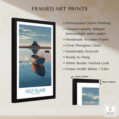 Holy Island Poster Northumberland | Lindisfarne Canvas Print framed art print showcasing a scenic view of the island.