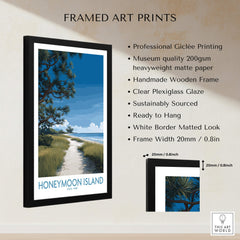 Honeymoon Island Florida Poster | Gulf Coast Landscape Canvas Print framed art showcasing a serene beach path and clear skies.