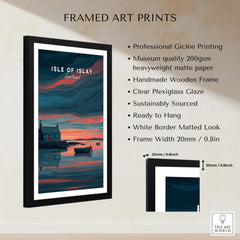 Isle of Islay Scotland Travel Posters | Highland Coastal House Wall Art Print framed art print showcasing coastal scenery.