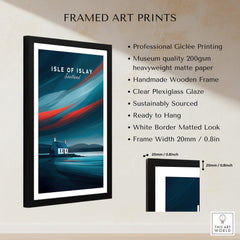 Isle of Islay Scotland Wall Art Print | Dramatic Sky Travel Poster in a framed design with professional Giclée printing.