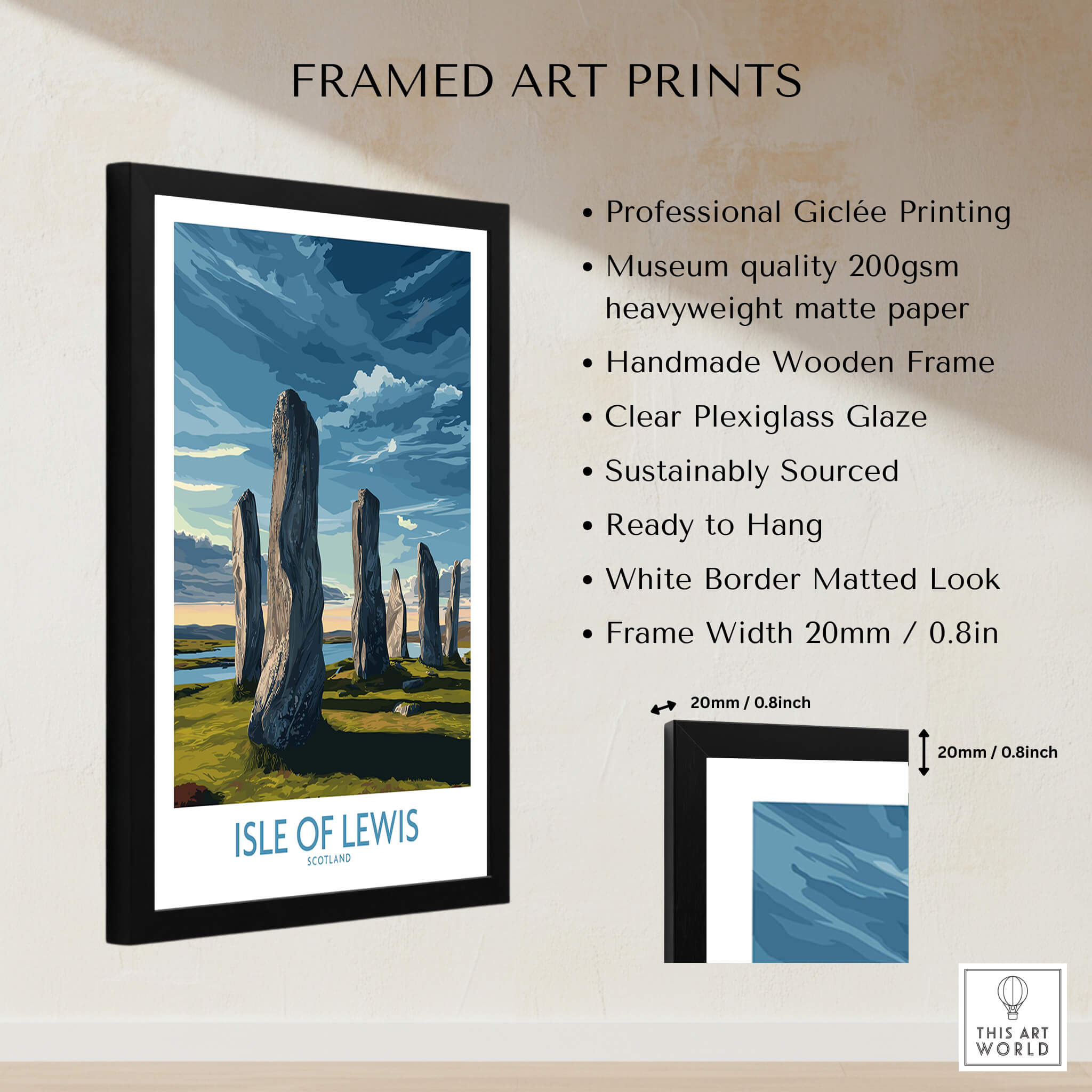 Isle of Lewis Scotland Poster | Ancient Megalithic Site Canvas Print framed art print showcasing standing stones.
