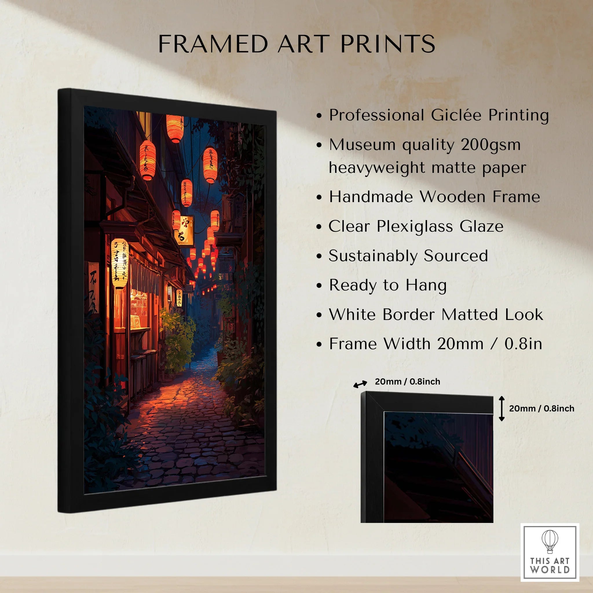 Red Lantern Japanese Night Street Tokyo Wall Art – This Art World