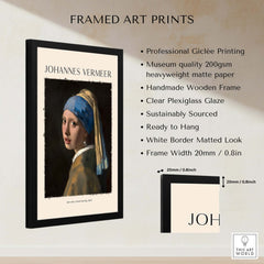 Johannes Vermeer Girl with a Pearl Earring 1665 Iconic Dutch Portrait Art Print framed with professional Giclée printing.
