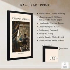 Johannes Vermeer The Art of Painting 1666 Allegory Dutch Masterpiece Art Print framed with detailed description.