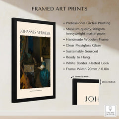 Johannes Vermeer Lady Seated at a Virginal 1670 Dutch Golden Age Art Print in a framed art print format.