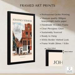 Johannes Vermeer The Little Street 1657 Delft Scene Dutch Golden Age Art Print framed in a stylish wooden frame.