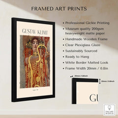 Gustav Klimt Art Print - Hygieia 1907 - Golden Phase Wall Art in a framed display showcasing quality details.