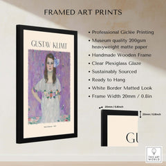 Gustav Klimt Mäda Primavesi Portrait Poster 1903 - Vienna Secession Art Print Wall Decor framed with professional giclée printing