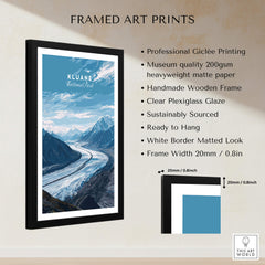 Kluane Wall Art Print National Park Canada | Yukon Glacier Landscape Travel Poster framed art print features stunning glacier scenery.