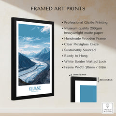 Kluane Poster National Park Canada | Snow Capped Mountains Canvas Print featuring professional Giclée printing and a handmade wooden frame.