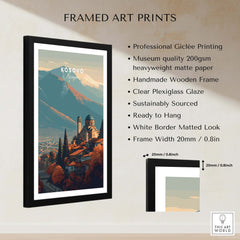 Kosovo Historic Church Hill View Canvas Print | European Wall Decor in a stylish frame with mountain backdrop.