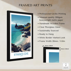 Kynance Cove Cornwall Poster | Scenic Sea Cliffs & Beach Canvas Print framed art print features stunning coastal scenery.