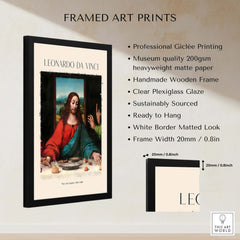 Leonardo da Vinci Art Print -  The Last Supper Detail Christ 1498 Renaissance Mural Art Print in framed presentation.