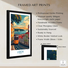Lisbon Print - Portugal framed art print showcasing the iconic yellow tram and vibrant Lisbon scenery.