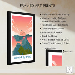 Framed Channel Islands National Park art print with sunset, sea cliffs, and giclée print details