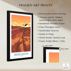 Framed Grand Canyon National Park art print with black frame, white border, and product details.