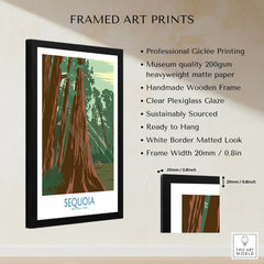 Framed Sequoia National Park art print with wooden frame and museum quality matte paper.
